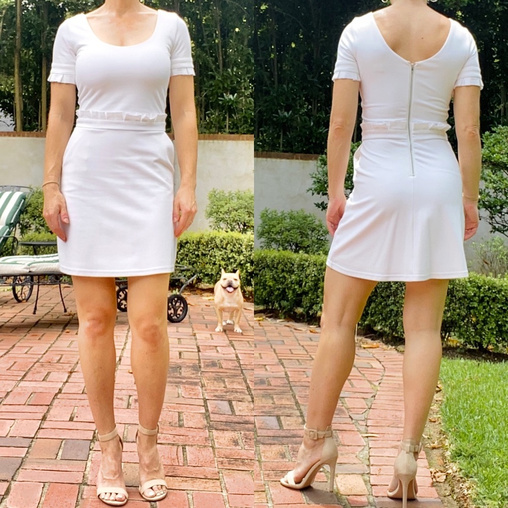 Ali & Jay white ruffle dress WITH POCKETS! EUC